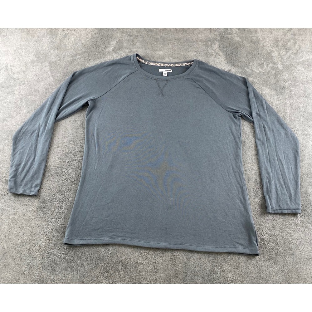 Sonoma Goods For Life Mens Medium Blue Gray Raglan Long Sleeve Crewneck Top